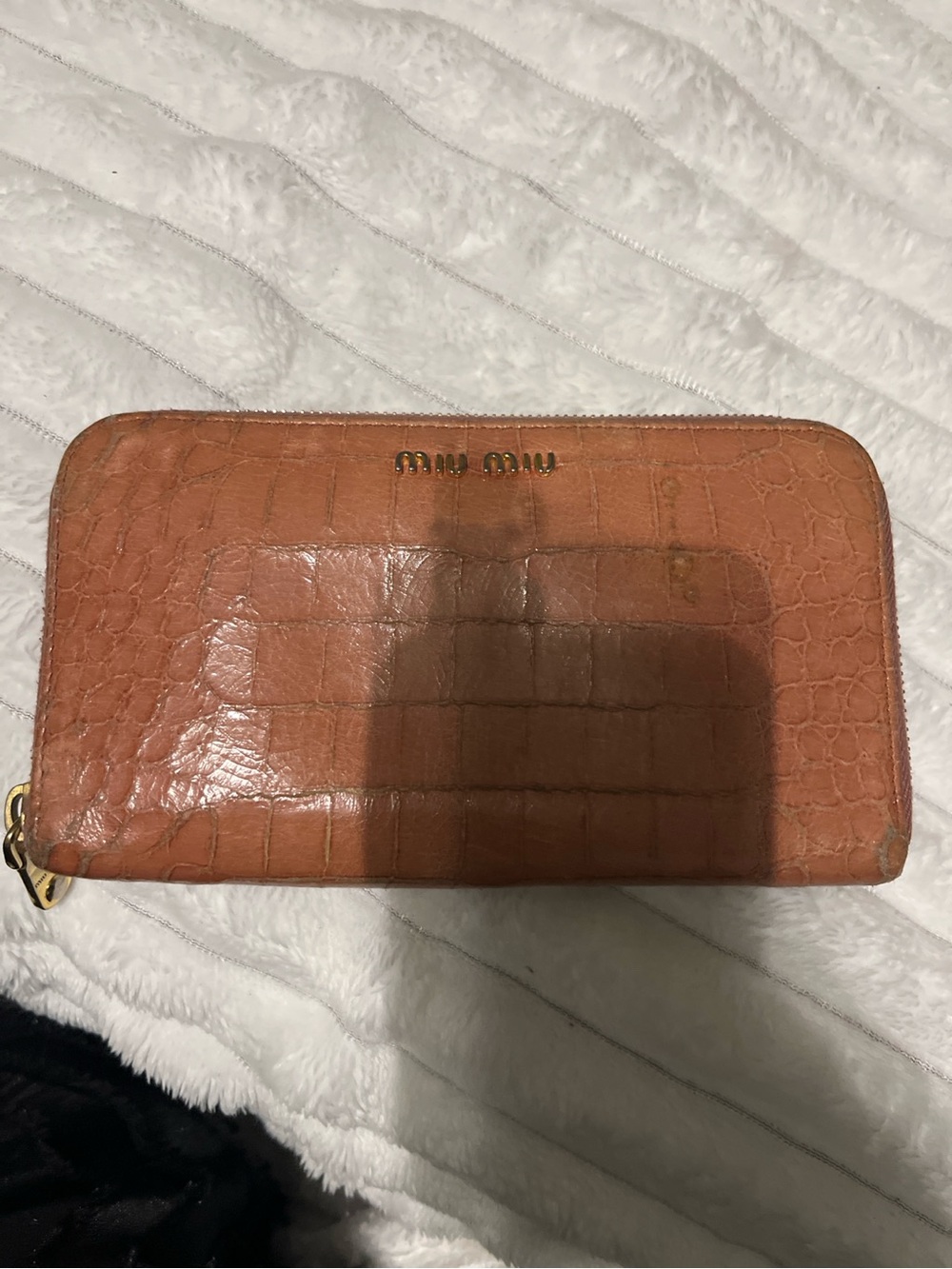 Vintage Miu Miu crocodile-embossed zip-around wallet